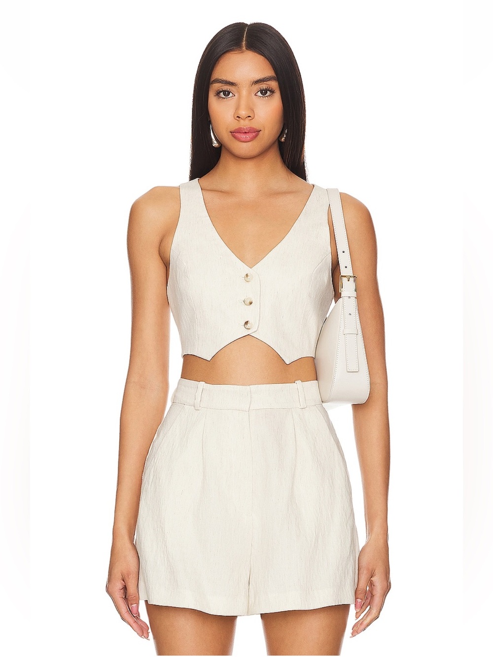 Amanda Uprichard ETHAN CROPPED VEST and NOAH SHORTS